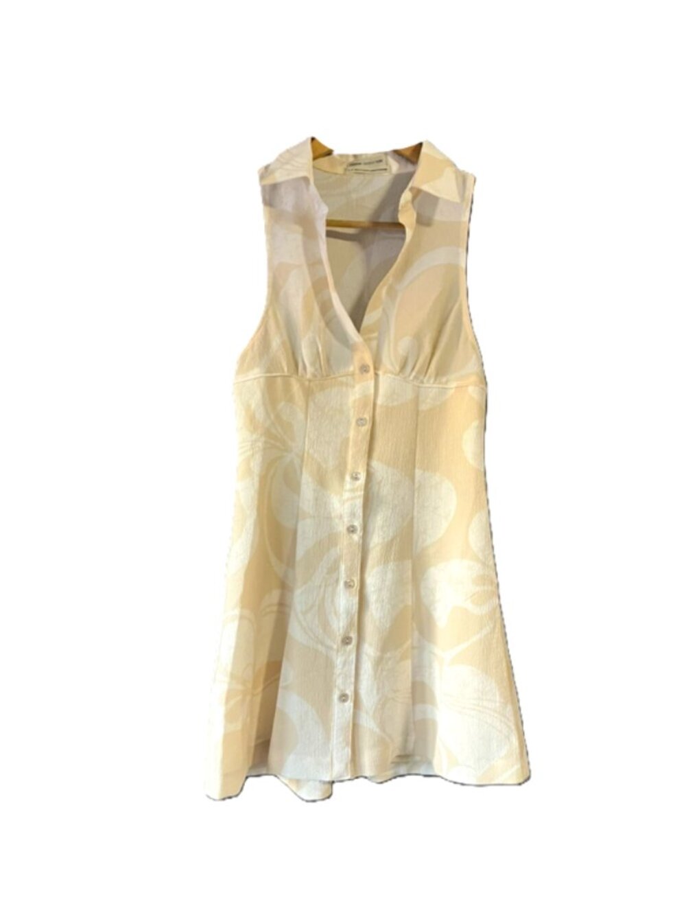 Urban Outfitters Beige White Swirl A-Line Dress Stretchy Lined Small